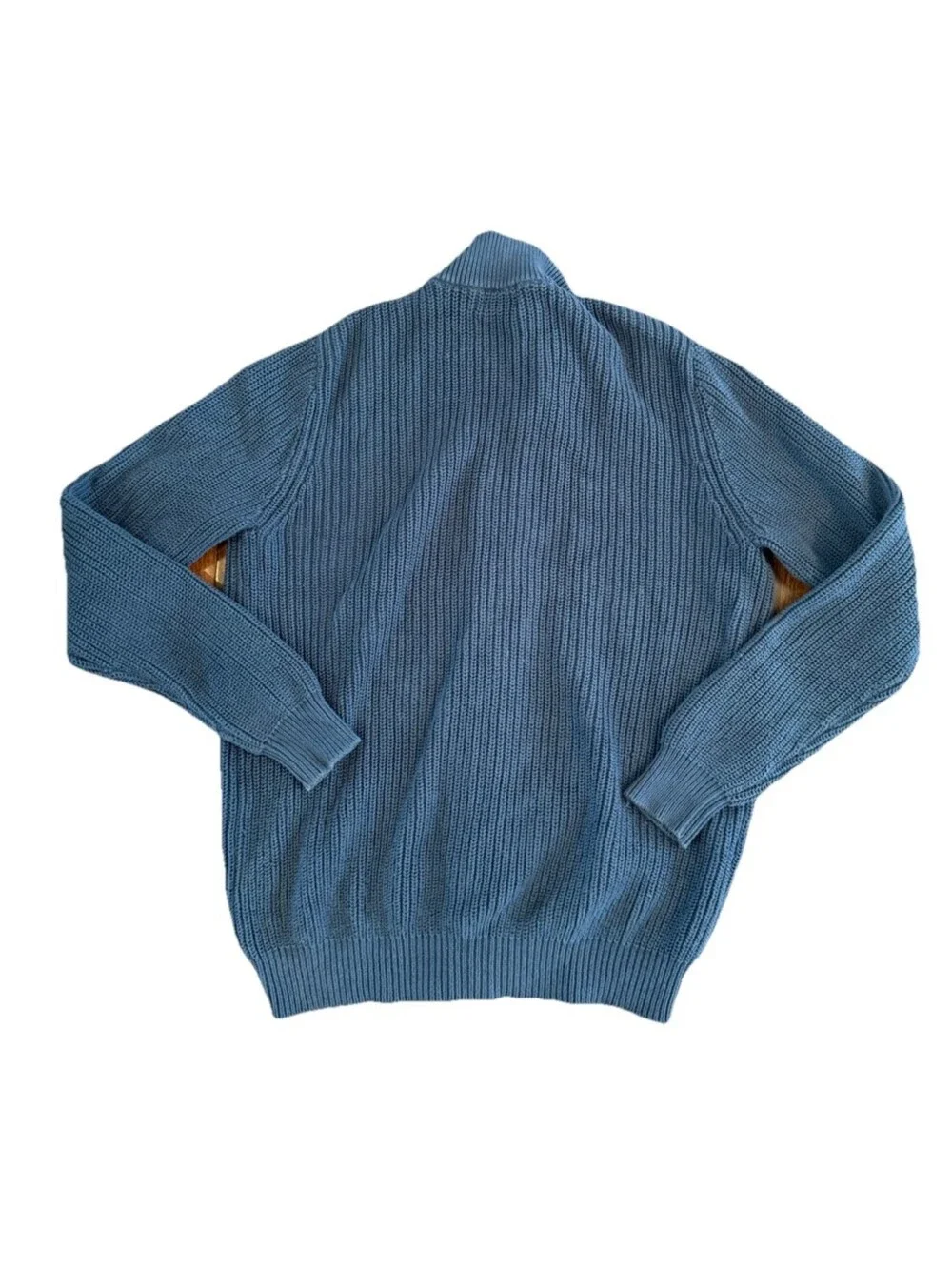 LL Bean Full Zip Cardigan Sweater Men’s Large Tall Blue Heavyweight Chunky Knit